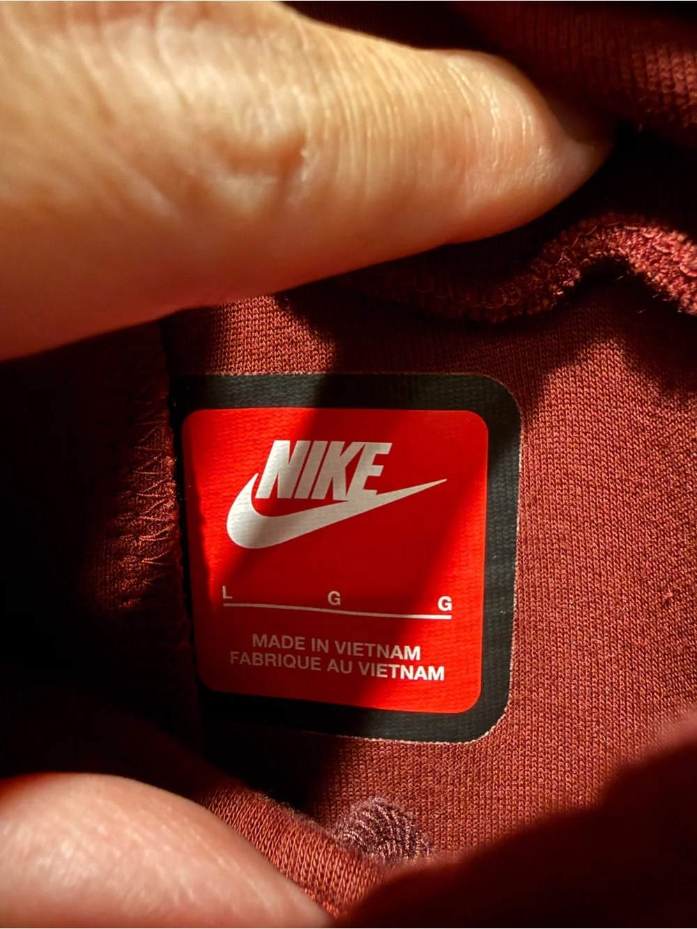Men’s Nike Tech Maroon Red Color Block Joggers L